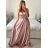 Women's long party dress with straps (S/M ONE SIZE) ITALIAN FASHION IMPSH2450038 pink S/M