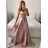 Women's long party dress with straps (S/M ONE SIZE) ITALIAN FASHION IMPSH2450038 pink S/M