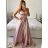 Women's long party dress with straps (S/M ONE SIZE) ITALIAN FASHION IMPSH2450038 pink S/M