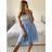 Women's short tulle lace party dress (S/M/L ONE SIZE) ITALIAN FASHION IMHMS23173 -   Light blue -   M / L