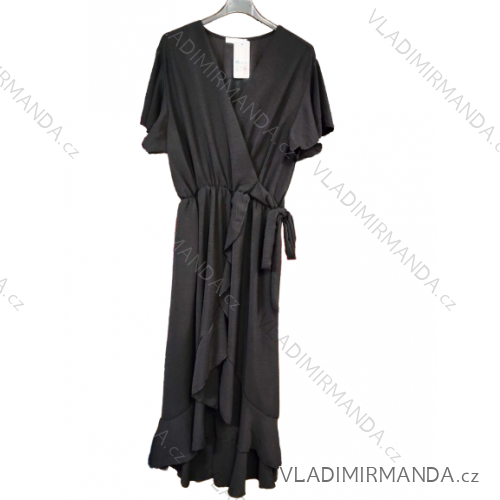 Women's Long Chiffon Short Sleeve Dress (S/M ONE SIZE) ITALIAN FASHION IMWGS231048 -   black -   52/54