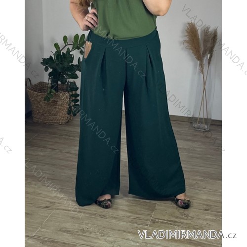 Women's wide summer maxi pants (56/58) ITALIAN FASHION IMSM24021 emerald green 56/58