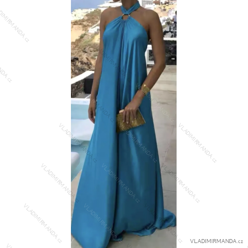 Women's Long Summer Sleeveless Dress (S/M ONE SIZE) ITALIAN FASHION IMPBB23C27352 blue S / M