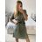 Women's Summer Linen Shirt Dress (L/XL ONE SIZE) ITALIAN FASHION IM722LENA/DR - Black - S/M