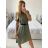 Women's Summer Linen Shirt Dress (L/XL ONE SIZE) ITALIAN FASHION IM722LENA/DR - Black - S/M