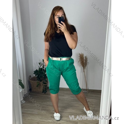 Women's Plus Size Stretch Shorts Shorts (54/56 ONE SIZE) ITALIAN FASHION IM424432  green