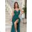 Women's Plus Size (42-46) Long Elegant Party Sleeveless Dress POLISH FASHION PMLBC23265-10 34 emerald green