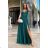 Women's Plus Size (42-46) Long Elegant Party Sleeveless Dress POLISH FASHION PMLBC23265-10 34 emerald green