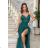 Women's Plus Size (42-46) Long Elegant Party Sleeveless Dress POLISH FASHION PMLBC23265-10 34 emerald green