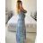 Women's Long Sleeve Summer Shirt Dress (S/M/L ONE SIZE) INDIAN FASHION IMWY23123 M / L blue