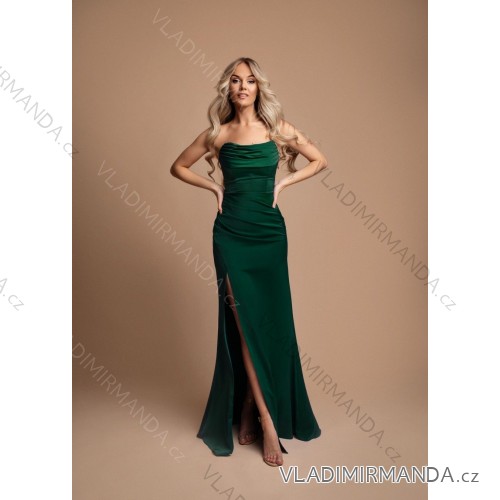 Women's Long Elegant Party Long Sleeve Dress (S-XL) FRENCH FASHION FMPEL23CECILE dark green M