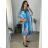 Women's Long Chiffon Short Sleeve Dress (S/M ONE SIZE) ITALIAN FASHION IMWGS231048 -   blue -   56/58