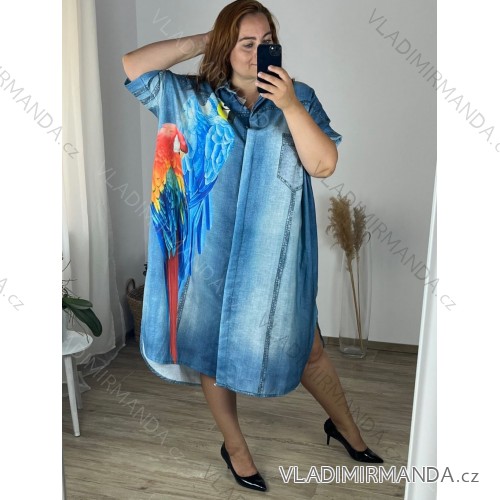 Women's Long Chiffon Short Sleeve Dress (S/M ONE SIZE) ITALIAN FASHION IMWGS231048 -   blue -   56/58