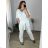 Women's Plus Size Long Pants and Long Sleeve Shirt Set (L/XL/2XL ONE SIZE) POLISH FASHION IMWT23BELLA -   modrá mintova -   56/58