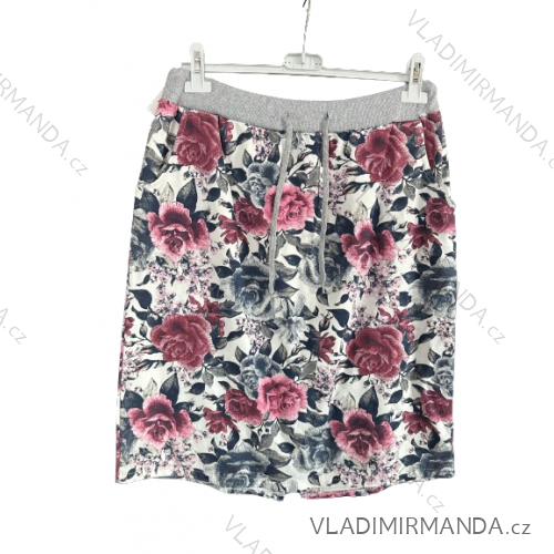 Summer short skirt with flowers ladies oversized (uni xl-xxl) ITALIAN FASHION IMB20219 L / XL white