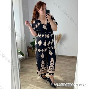 Long Jumpsuit with Pendant 3/4 Long Sleeve Women's Plus Size (50-58) ITALIAN FASHION IMWEC24016