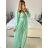 Women's Long Chiffon Short Sleeve Dress (S/M ONE SIZE) ITALIAN FASHION IMWGS231048 -   light green -   S / M