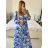 Women's Long Chiffon Short Sleeve Dress (S/M ONE SIZE) ITALIAN FASHION IMWGS231048 S / M blue