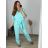 Women's Plus Size Long Pants and Long Sleeve Shirt Set (L/XL/2XL ONE SIZE) POLISH FASHION IMWT23BELLA -   modrá mintova -   56/58