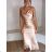 Women's long elegant strapless dress (S/M ONE SIZE) ITALIAN FASHION IMPGM2310921 S / M beige