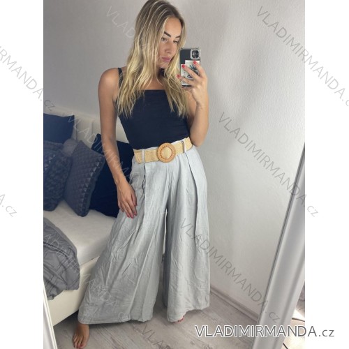 Women's Summer Pants (S/M/L) ITALIAN Fashion IMSM24008 -   grey -   M / L