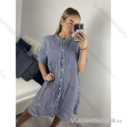 Šaty košilové oversize krátký rukáv dámské nadrozměr (XL/2XL ONE SIZE) ITALSKá MODA IM723005 XL/2XL dark blue