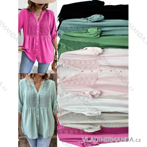 Tunic with Pendant Long Sleeve Women's Plus Size (3XL/4XL ONE SIZE) ITALIAN FASHION IMWT23209