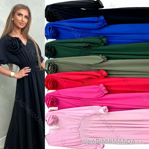 Long Chiffon Embellished Dress Long Sleeve Women's Plus Size (50/52 ONE SIZE) ITALIAN FASHION IMWT24139