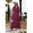 Women's Long Elegant Dress with Wide Straps (SL) FRENCH FASHION FMPEL23VELVET red 38