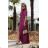 Women's Long Elegant Dress with Wide Straps (SL) FRENCH FASHION FMPEL23VELVET red 38