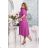 Women's Long Elegant Dress with Wide Straps (SL) FRENCH FASHION FMPEL23VELVET fialová purpurová 46