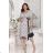 Women's Long Elegant Dress with Wide Straps (SL) FRENCH FASHION FMPEL23VELVET Black and white 44