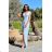 Women's Long Elegant Dress with Wide Straps (SL) FRENCH FASHION FMPEL23VELVET Light blue 48