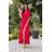 Women's Long Elegant Dress with Wide Straps (SL) FRENCH FASHION FMPEL23VELVET red 38