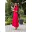 Women's Long Elegant Dress with Wide Straps (SL) FRENCH FASHION FMPEL23VELVET red 38