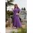 Women's Long Elegant Dress with Wide Straps (SL) FRENCH FASHION FMPEL23VELVET purple 38