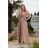 Women's Long Elegant Dress with Wide Straps (SL) FRENCH FASHION FMPEL23VELVET light brown 36