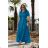 Women's Long Elegant Dress with Wide Straps (SL) FRENCH FASHION FMPEL23VELVET blue 46