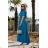 Women's Long Elegant Dress with Wide Straps (SL) FRENCH FASHION FMPEL23VELVET blue 46