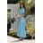 Women's Long Elegant Dress with Wide Straps (SL) FRENCH FASHION FMPEL23VELVET Light blue 38