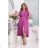 Women's Long Elegant Dress with Wide Straps (SL) FRENCH FASHION FMPEL23VELVET fialová purpurová 46