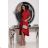 Women's Long Elegant Dress with Wide Straps (SL) FRENCH FASHION FMPEL23VELVET red 38