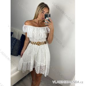 Women's Lace Cotton Short Sleeve Dress (S/M ONE SIZE) ITALIAN FASHION IMM23M7267