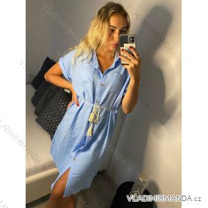 Women's Short Sleeve Shirt Dress (S/M/L ONE SIZE) ITALIAN FASHION IM321258/DR