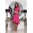 Women's Long Elegant Dress with Wide Straps (SL) FRENCH FASHION FMPEL23VELVET dark pink 46