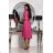 Women's Long Elegant Dress with Wide Straps (SL) FRENCH FASHION FMPEL23VELVET dark pink 46