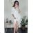 Women's Long Chiffon Short Sleeve Dress (S/M ONE SIZE) ITALIAN FASHION IMWGS231048 L/XL white