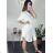 Women's Long Chiffon Short Sleeve Dress (S/M ONE SIZE) ITALIAN FASHION IMWGS231048 L/XL white