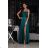 Women's strapless tulle party dress (S/M/L ONE SIZE) ITALIAN FASHION IM923001 dark green 34