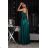 Women's strapless tulle party dress (S/M/L ONE SIZE) ITALIAN FASHION IM923001 dark green 34